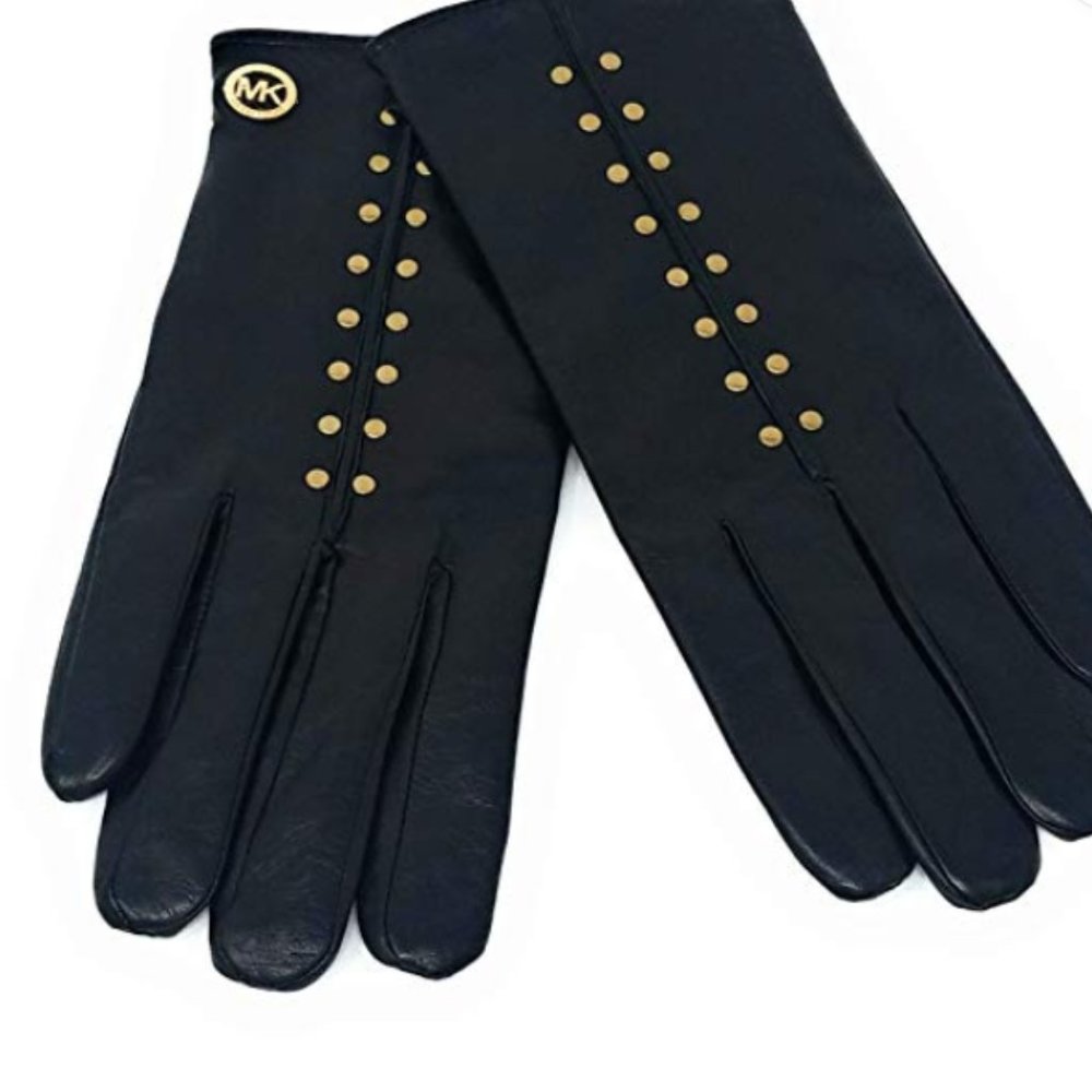 MICHAEL KORS Leather Astor Studded Gloves